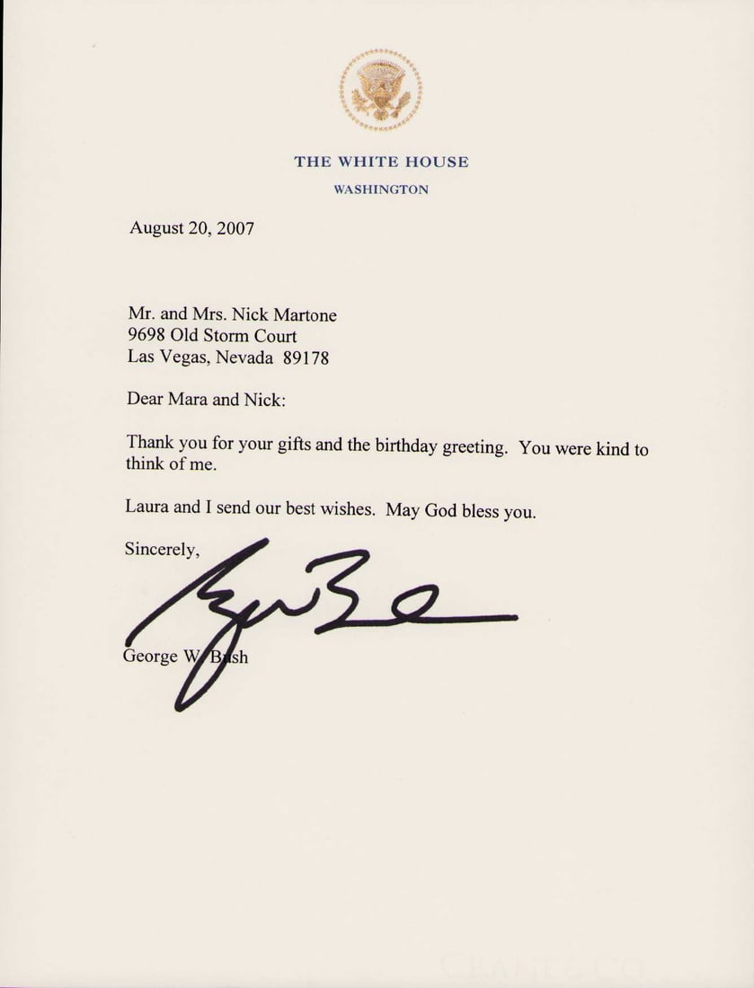 George W Bush signed letter (1 of 1)