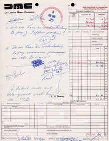 John DeLorean signed document