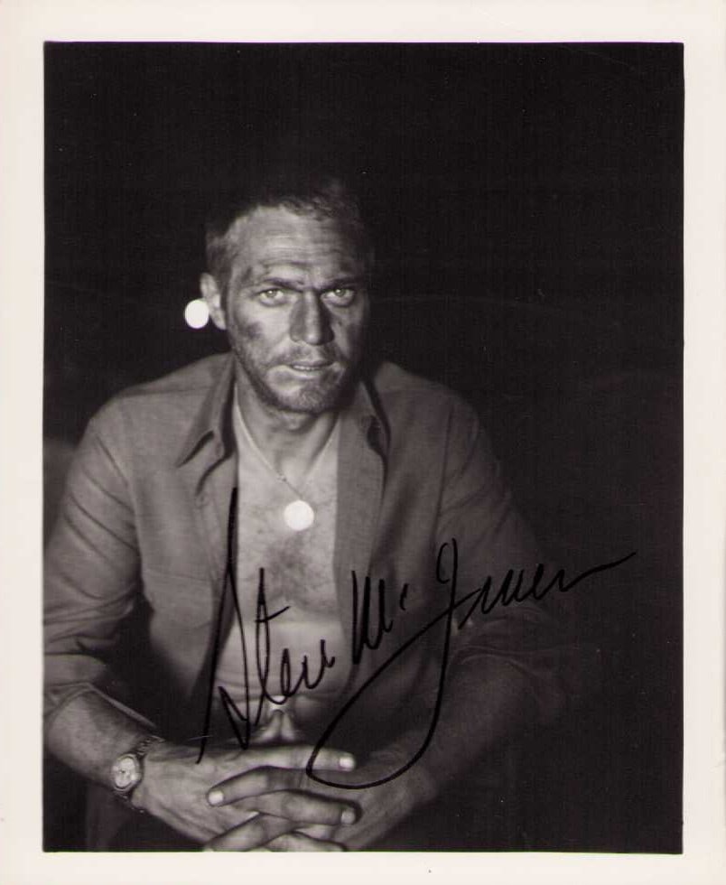Steve McQueen unpublished set snapshot signed for makeup artist on set (1 of 1)