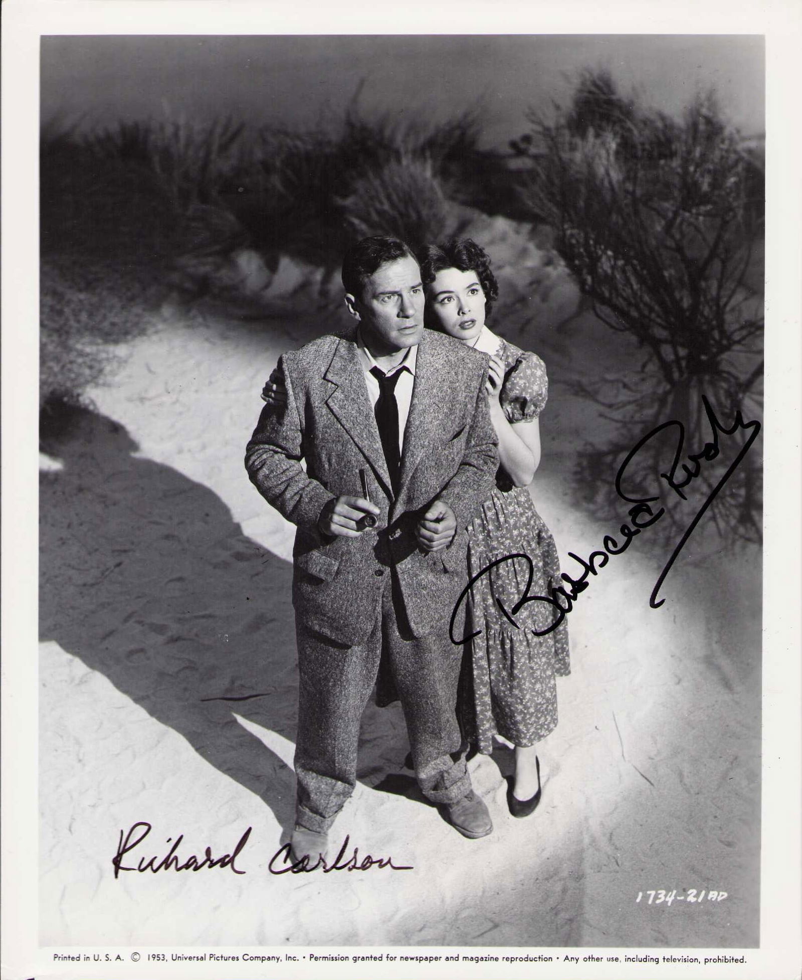 Barbara Rush and Richard Carlson signed photograph (1 of 1)
