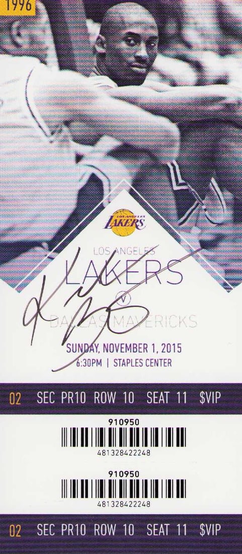 Kobe Bryant last game series ticket signed STEINER hologram (1 of 1)