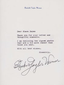 Elizabeth Taylor signed letter