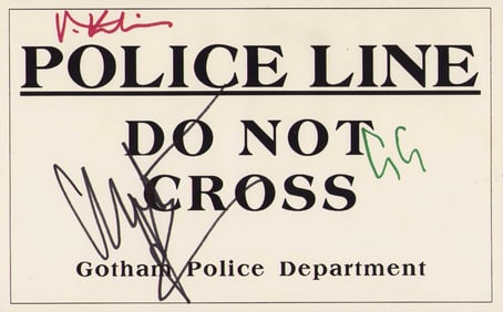 Gotham City Police set card signed by various Batman actors