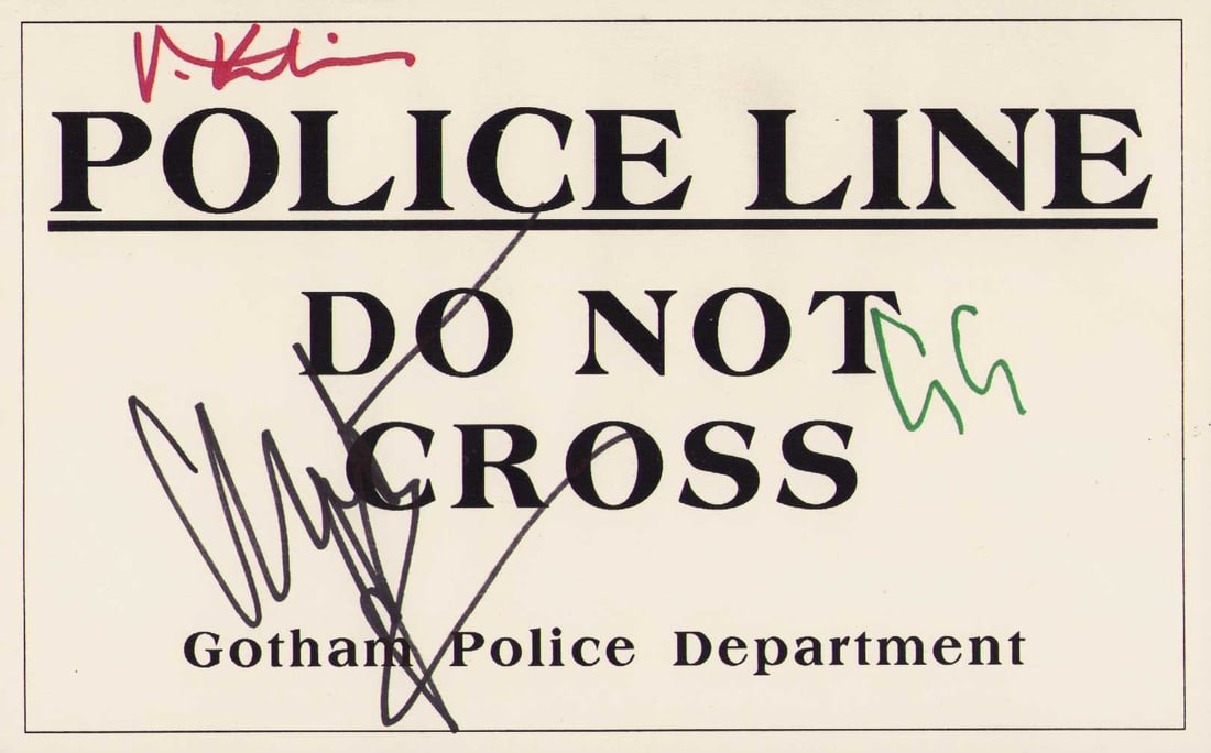 Gotham City Police set card signed by various Batman actors (1 of 1)