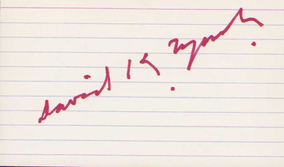 David Lynch rare signature: Rare Director who just passed away Certificates of Authenticity and Provenance on this auction. These signatures were ALL obtained in person from four very well known lifetime collections Edwards John