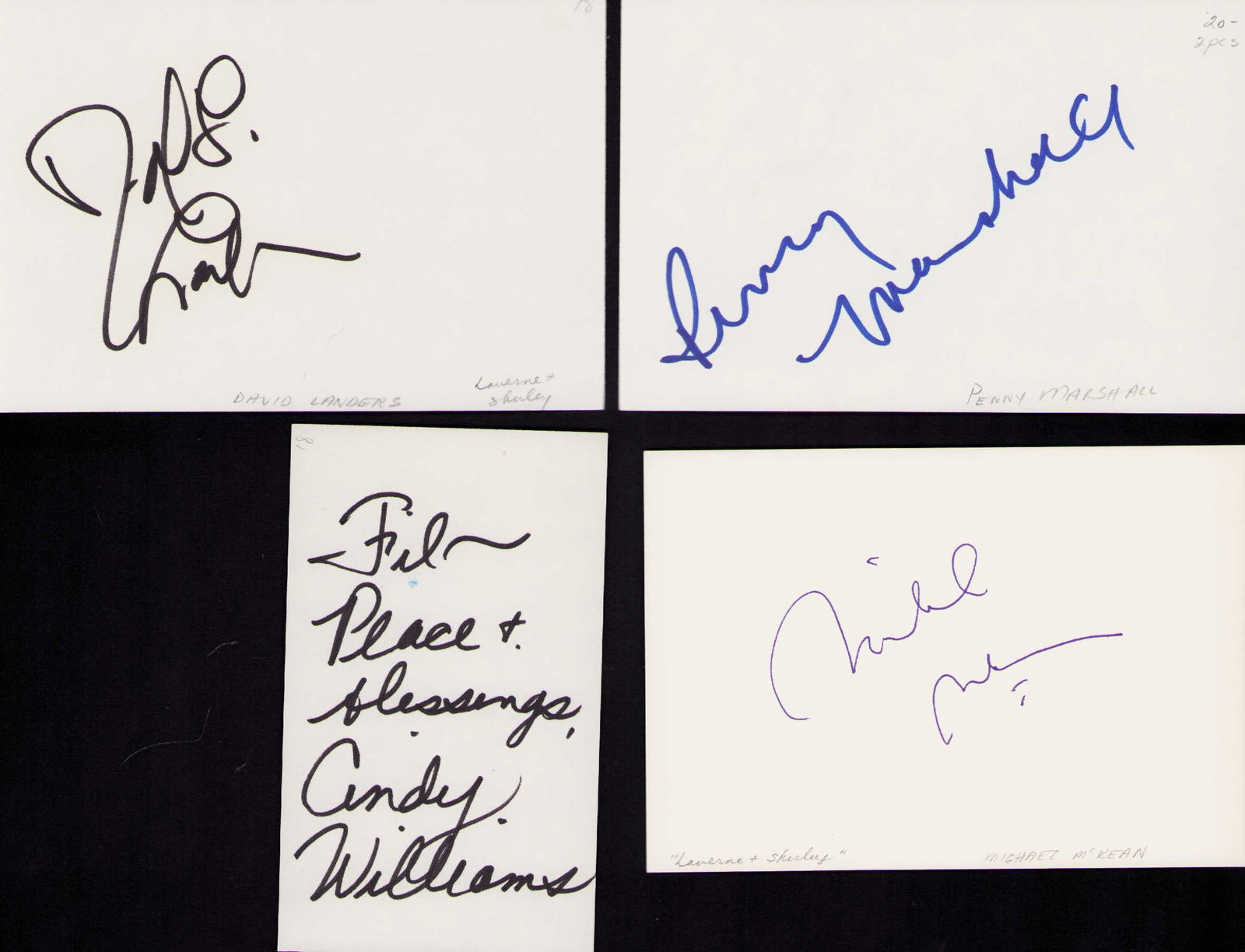 Laverne and Shirley cast set of signatures (1 of 1)