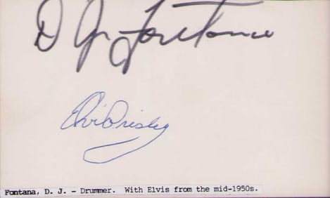 Elvis Presley and DJ Fontana rare signed card
