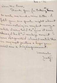 judy Garland EARLIEST known letter