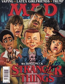 Stranger Things cast signed Mad magazine