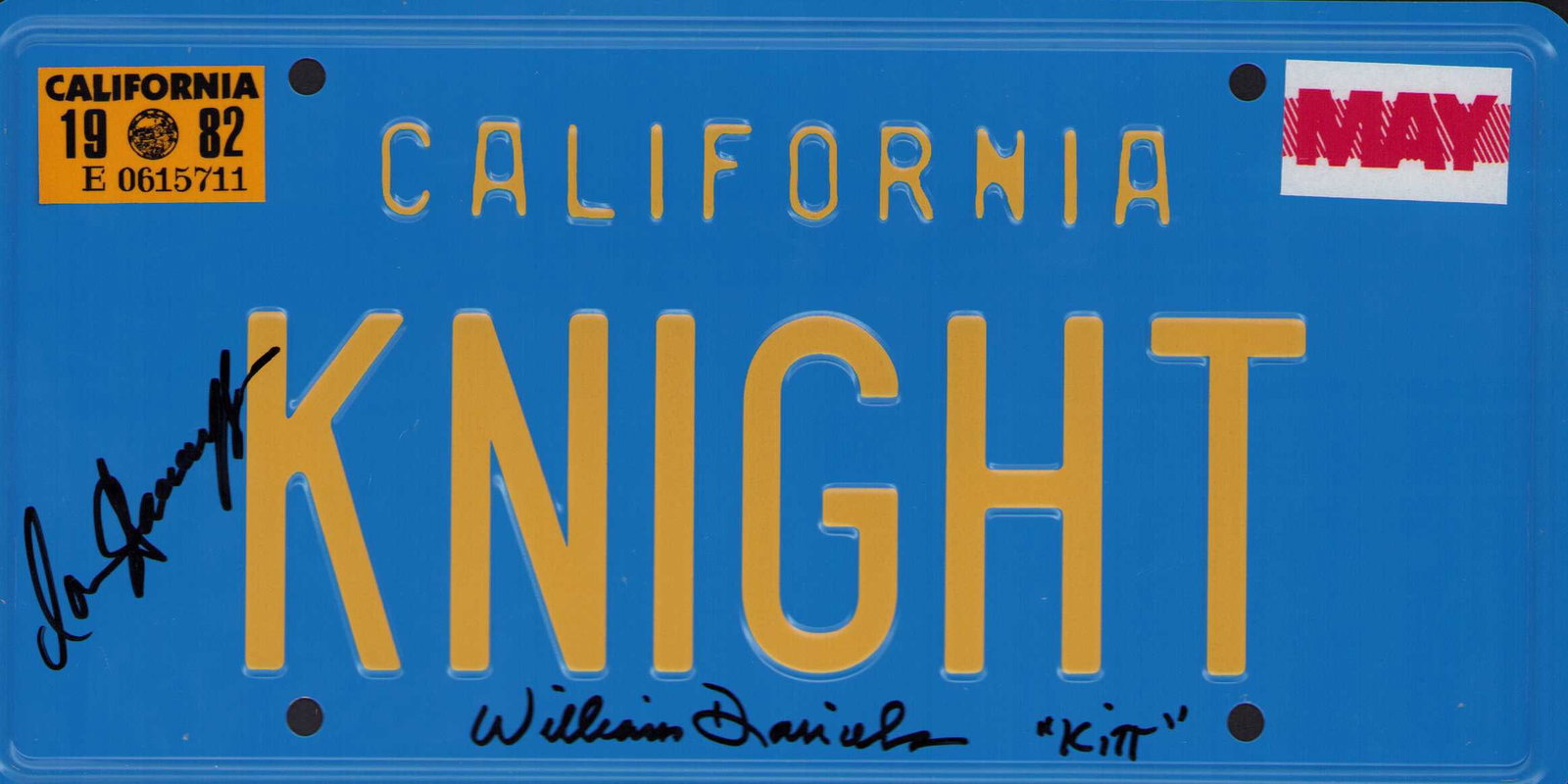 Knight Rider cast signed license tag (1 of 1)