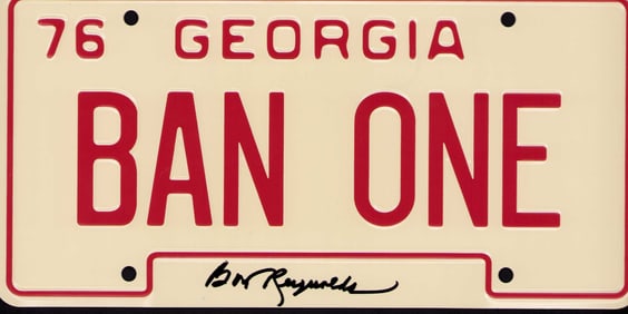 Burt Reynolds signed license tag