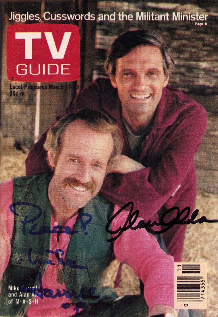 Alan Alda and Mike Farrell MASH TV Guide signed (1 of 1)