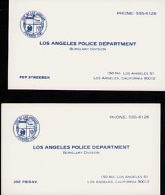 Dragnet pair of prop business cards