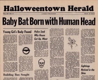 Halloweentown prop newspaper