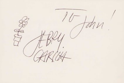 Jerry Garcia signature and sketch