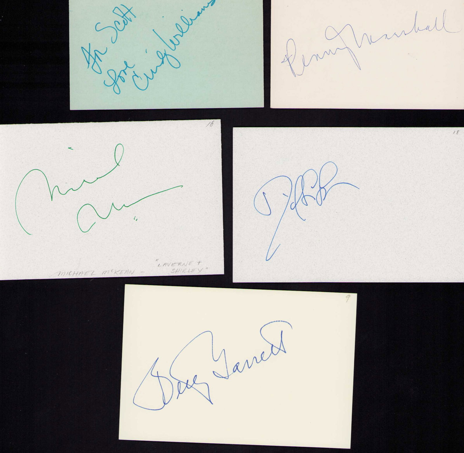 Laverne and Shirley cast set of signatures (1 of 1)