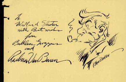 Raeburn Van Buren signed page with original art