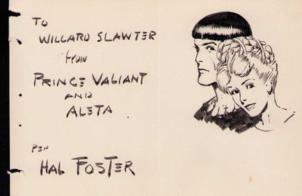 Hal Foster rare Prince Valient sketch signed