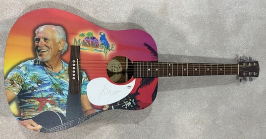 Jimmy Buffett PSA DNA signed guitar