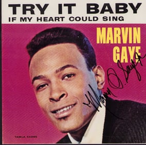 Marvin Gaye rare signed 45rpm picture sleeve and record