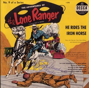 Lone Ranger rare cast signed record and picture sleeve