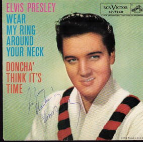 Elvis Presley signed 45rpm record picture sleeve