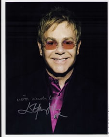Elton John signed photo