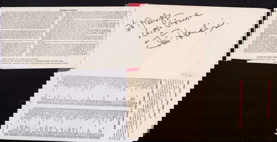 Jimi Hendrix signed plane ticket
