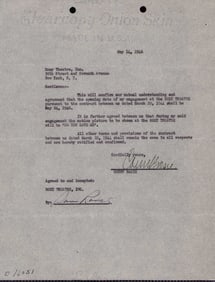 Count Basie signed contract document