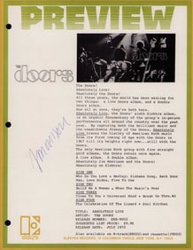 Jim Morrison rare signed press release