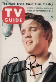 Priscilla Presley signed ELVIS TV Guide replica