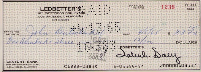 John Denver rare bank check signed with birth name