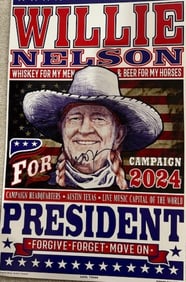 Willie Nelson signed concert poster