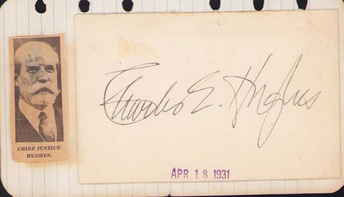 Supreme Court Charles Hughes signed card