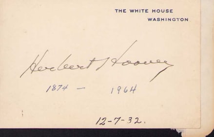 Herbet Hoover signed White House card