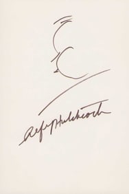 Alfred Hitchcock signed card with self sketch