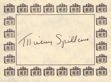 Mickey Spillane signed bookplate