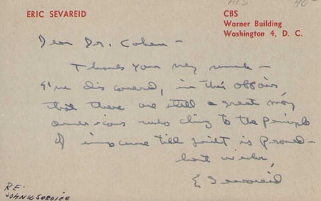 Eric Severeid letter signed