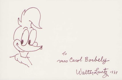 Walter Lantz signature and sketch