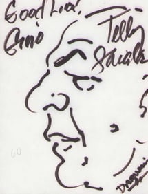 Telly Savalas signed caricature