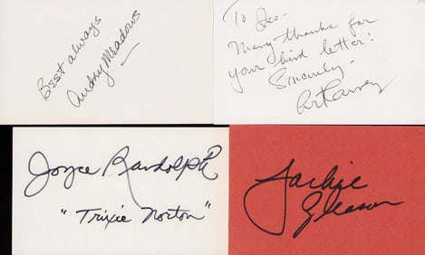Honeymooners cast set of signatures