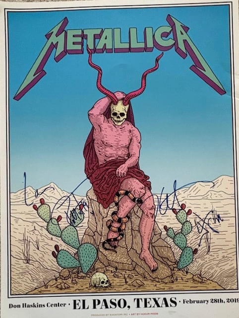 Metallica concert poster signed by entire band
