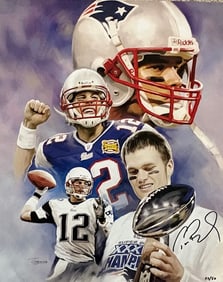 Tom Brady signed vintage print numbered