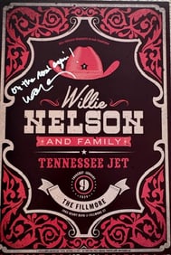 Willie Nelson concert poster signed with lyric