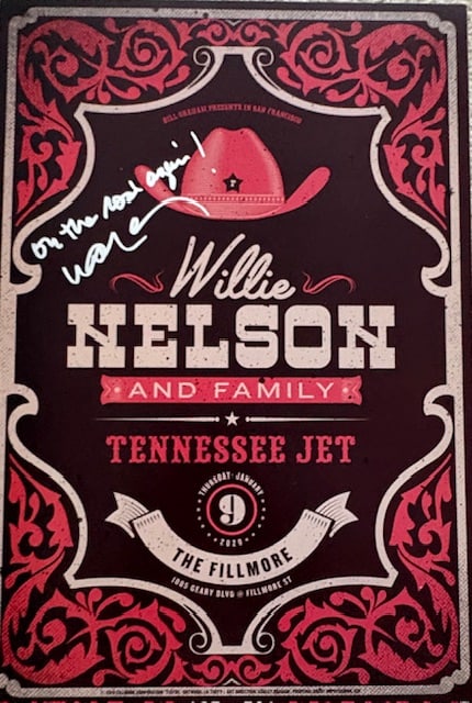Willie Nelson concert poster signed with lyric (1 of 1)