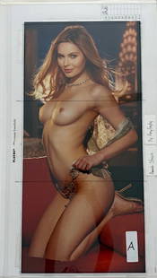 Amanda Streich Hugh Hefner signed original Playboy layout: Rare Playboy original layout 25x15 on board initialled by Hefner as approved of model Amanda Streich by famed photographer Amy Frietag one of a kind ! Certificate of AuthenticityEVERY item in this