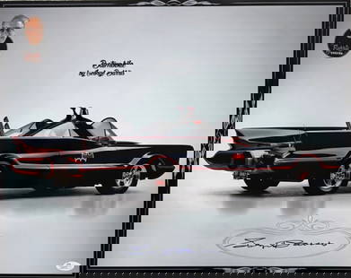 George Barris Batmobile 16x20 print signed: A rare Batmobile 16x20 print signed by deceased King of Kustom Kars himself George Barris In nice full signature JSA stickered as well Certificate of AuthenticityEVERY item in this auction comes with
