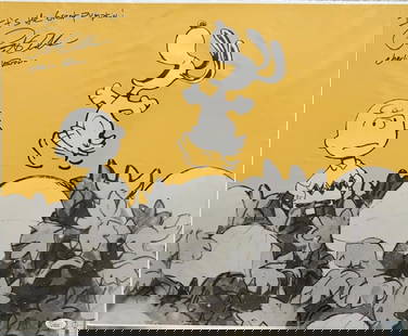 Peter Robbins original Charlie Brown signed 16x20 photograph: A large 16x20 signed by the original voice we all known from the beloved cartoons Peter Robbins who is now deceased he adds It's the Great Pumpkin as Snoopy frolics in the pumpkin patch JSA stickered