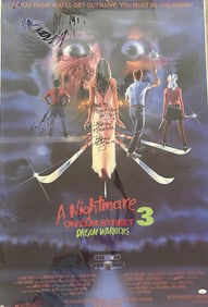 Nightmare on Elm Street 3 cast signed movie poster