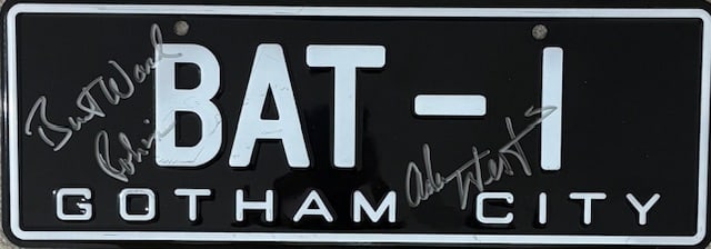 Batmobile signed prop replica license tag